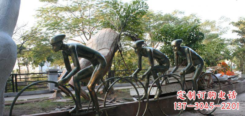 徐州精致铜雕自行车景观雕塑