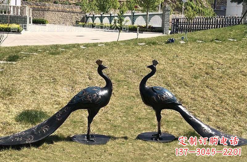 徐州公园青铜孔雀雕塑