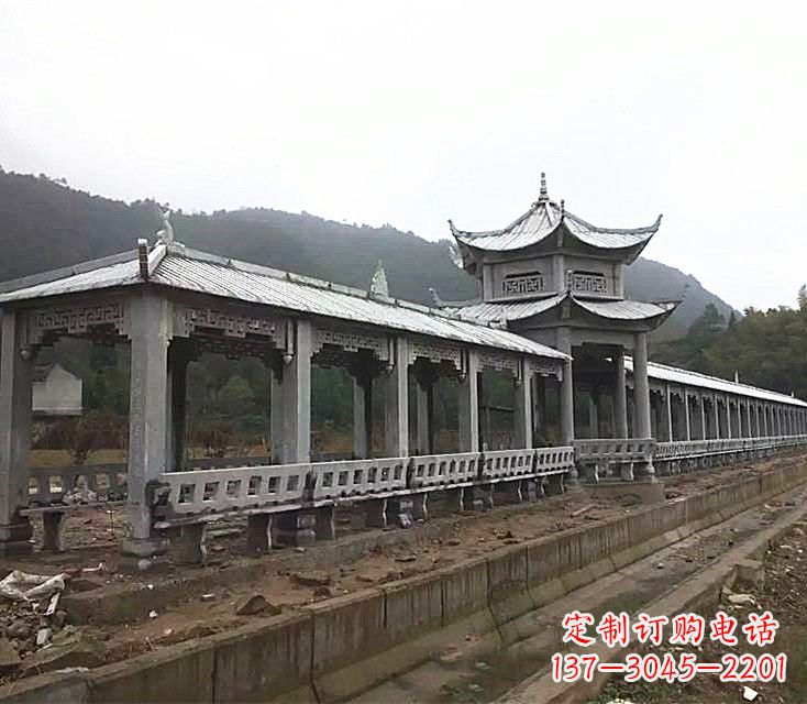 徐州中领雕塑定制精美的公园石雕亭子长廊
