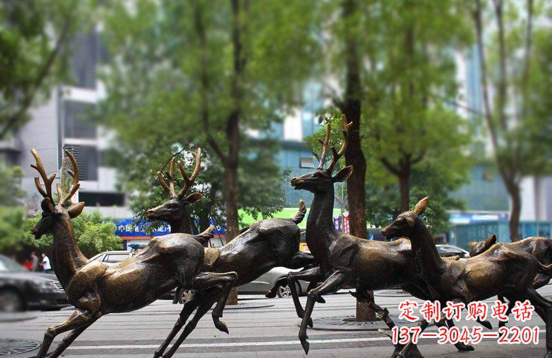 徐州艺术精美的铜雕群鹿动物雕塑
