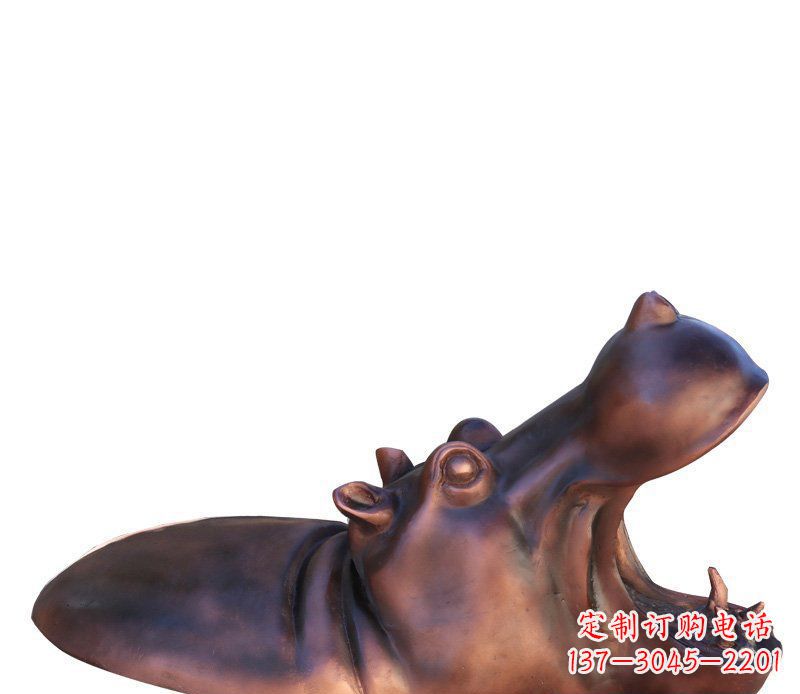 徐州公园铜雕张嘴河马动物雕塑