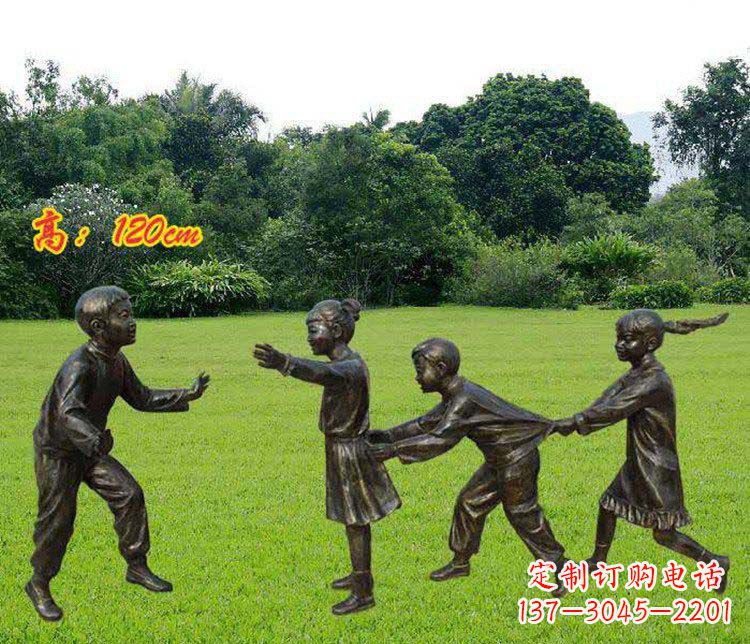 徐州公园玩老鹰捉小鸡的儿童小品铜雕 (2)