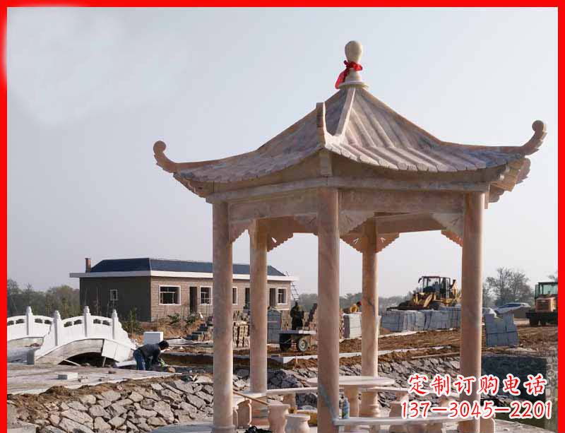 徐州红六角石凉亭雕塑