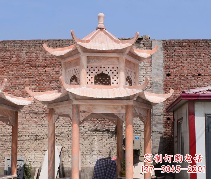 徐州中领雕塑精致双层石头凉亭雕塑