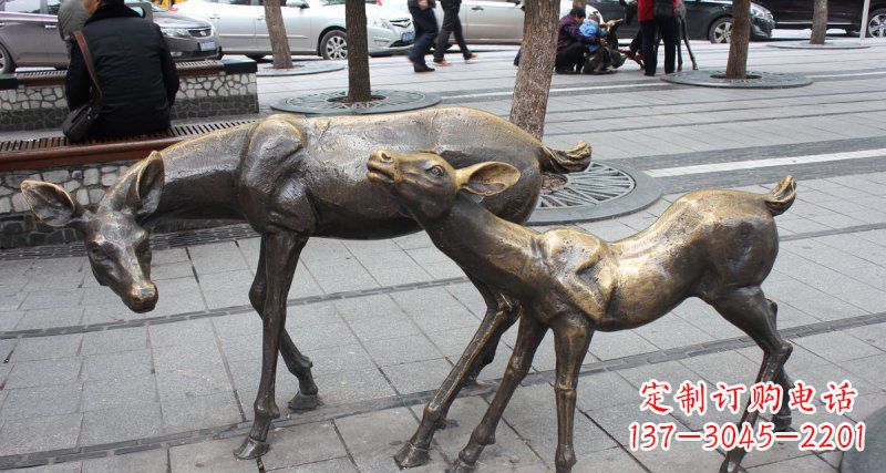 徐州公园小鹿动物铜雕 (2)