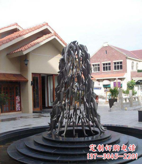 徐州欢乐鱼群,喷泉铜雕