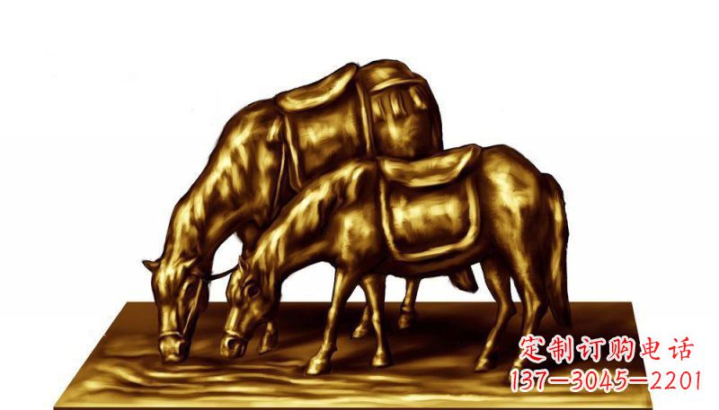 徐州公园御马饮水动物铜雕