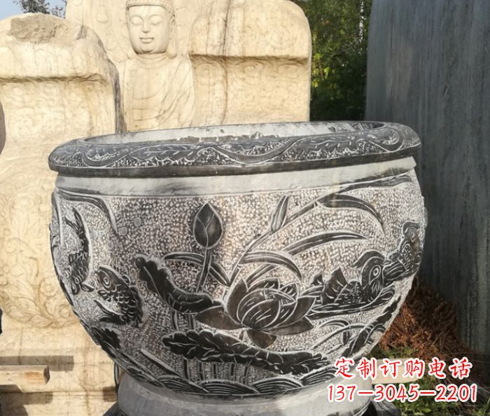 徐州室内装饰用鸳鸯荷花浮雕水缸