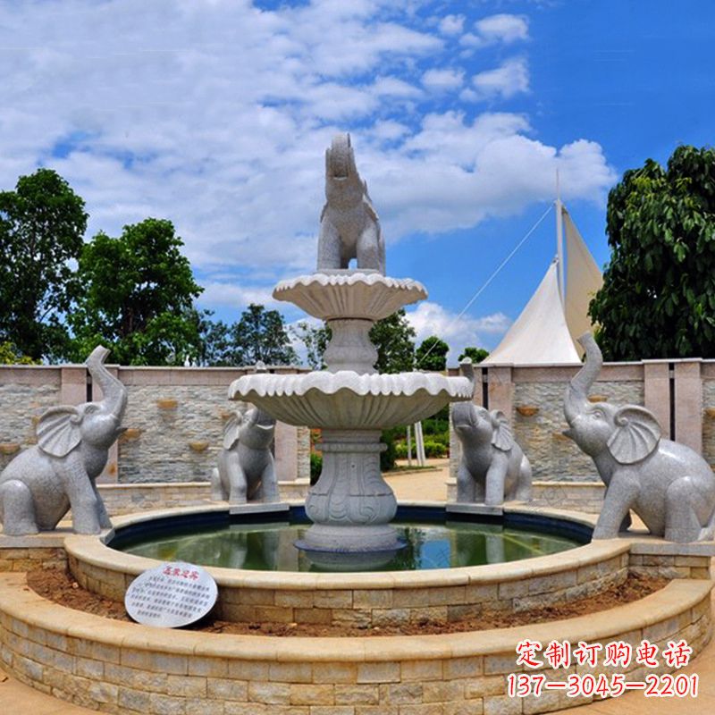 徐州浪漫优雅的巨型大象喷泉雕塑