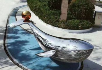 徐州大型不锈钢镜面鲸鱼景观雕塑摆件