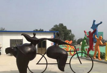 徐州青春无悔，精致自行车雕塑