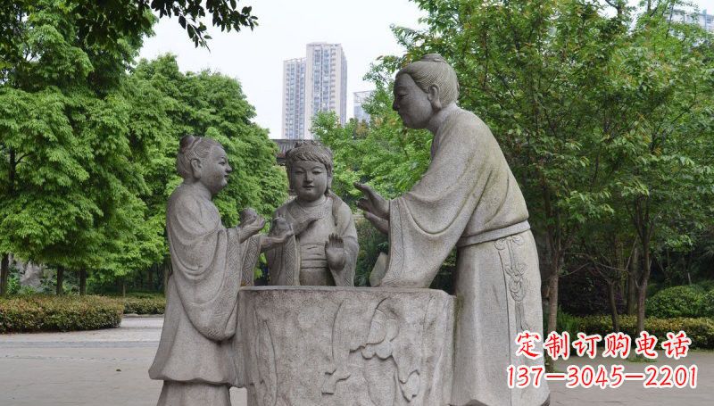 徐州古代人物孔融让梨石雕