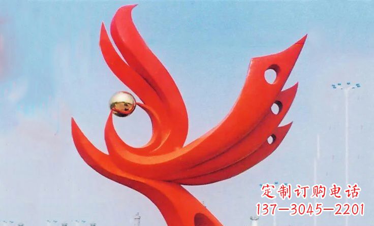 徐州新中领雕塑-不锈钢抽象凤凰雕塑