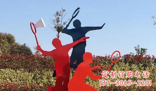 徐州广场不锈钢打羽毛球雕塑 (2)