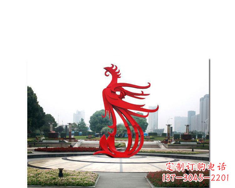 徐州古韵雕塑:不锈钢飞翔凤凰雕塑