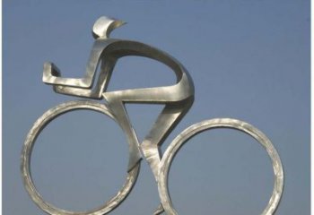 徐州室外装饰不锈钢抽象骑自行车人物雕塑