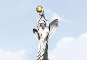 徐州精美的不锈钢女人双手捧球雕塑