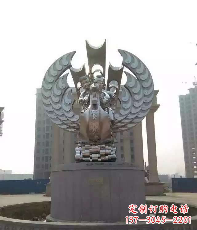 徐州广场不锈钢童趣凤凰雕塑