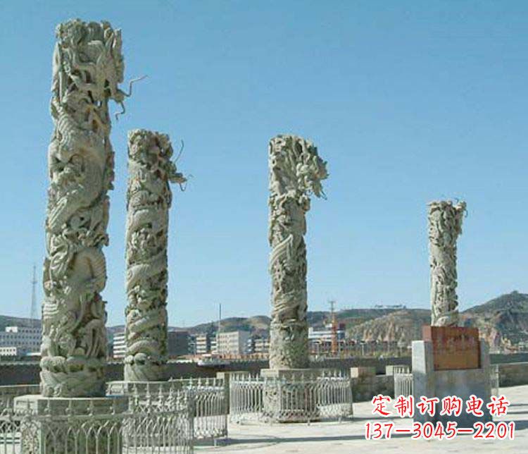 徐州广场大理石盘龙柱景观石雕 (4)