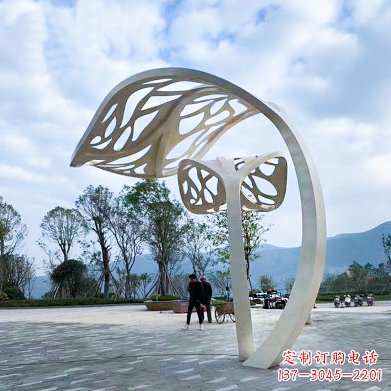 徐州广场大型不锈钢抽象树叶雕塑