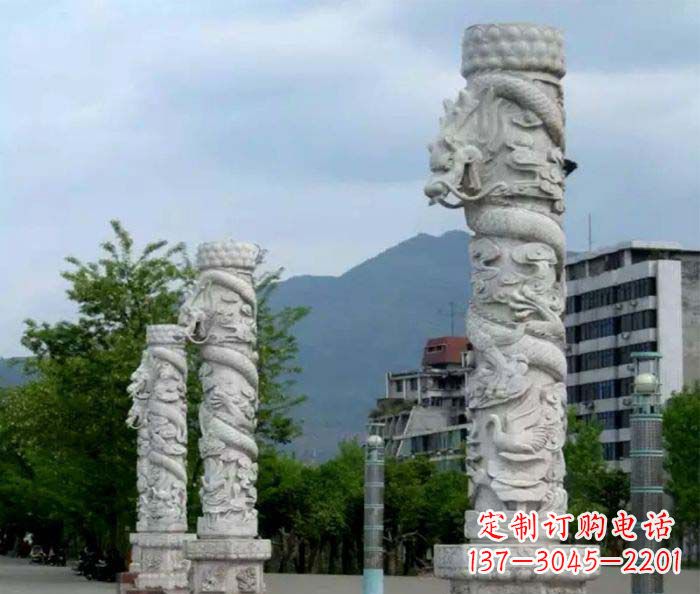 徐州精美工艺大理石龙柱雕塑