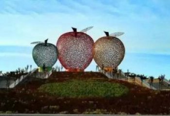 徐州广场不锈钢镂空苹果雕塑