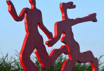 徐州中领雕塑-多彩情侣跑步雕塑