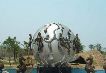 徐州高雅大气不锈钢圆球喷泉雕塑