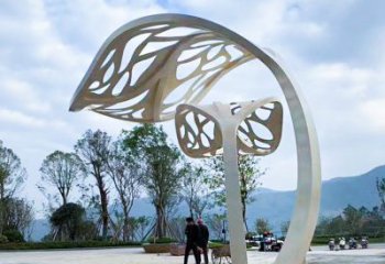 徐州广场大型不锈钢抽象树叶雕塑