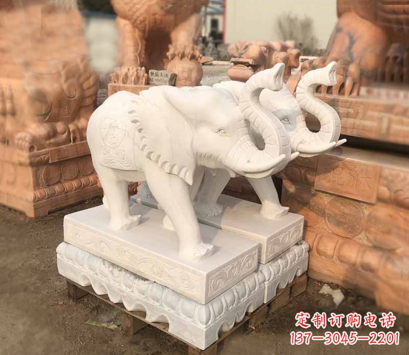 徐州雕刻睿智的大象-定制门口镇宅招财石雕