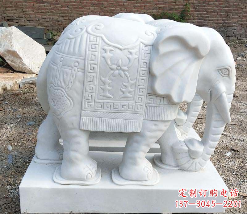 徐州中领雕塑汉白玉卷鼻大象雕塑