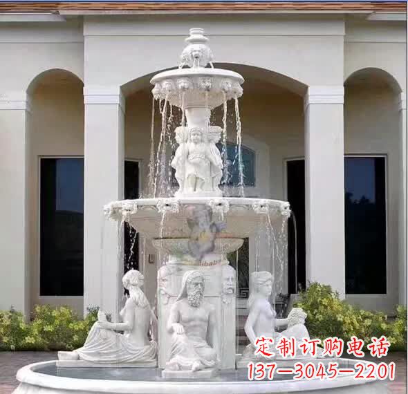 徐州汉白玉精美完美的喷泉雕塑