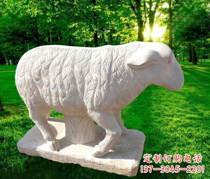 徐州汉白玉山羊公园动物石雕_1