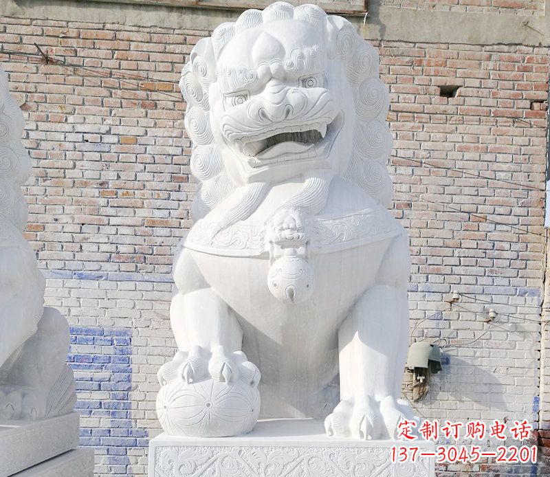 徐州正宗汉白玉狮子门墩雕塑