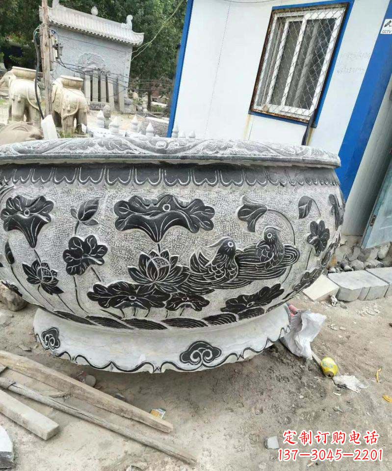 徐州荷花石雕水缸,给你安静的空间