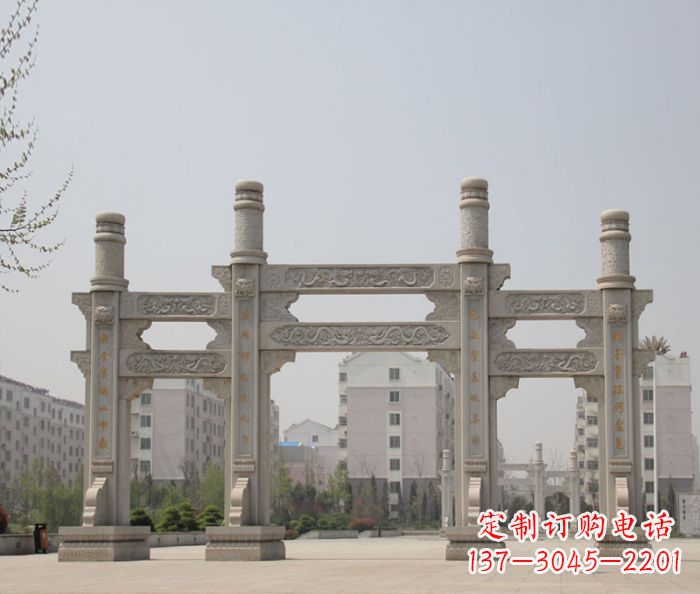 徐州上中领雕塑:牌坊石雕定制