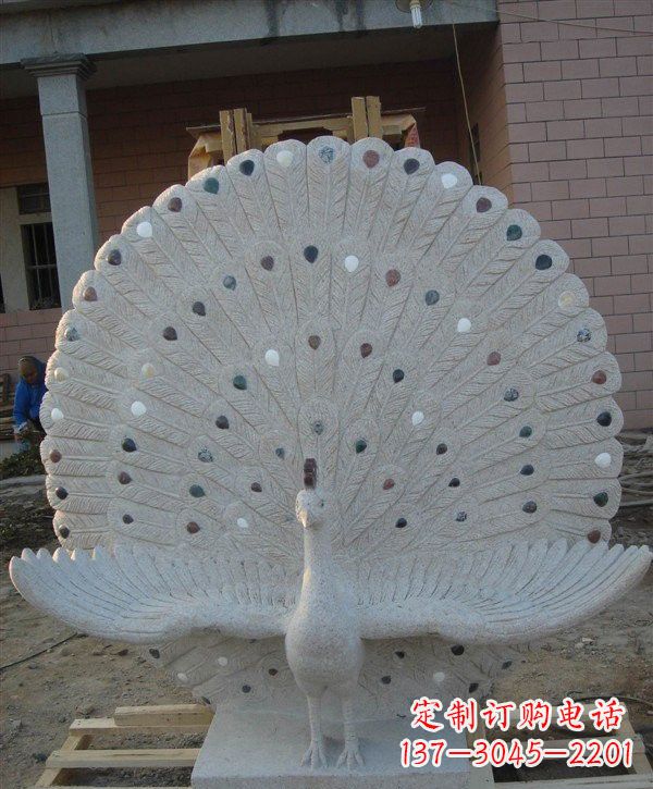 徐州精美雕塑,定制孔雀开屏石雕