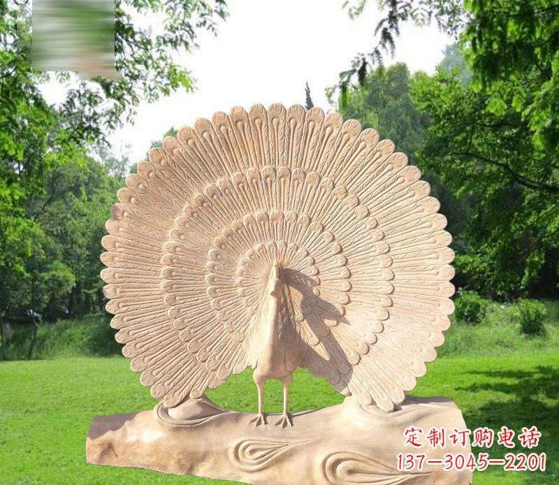 徐州欣赏孔雀美感的石雕公园雕塑