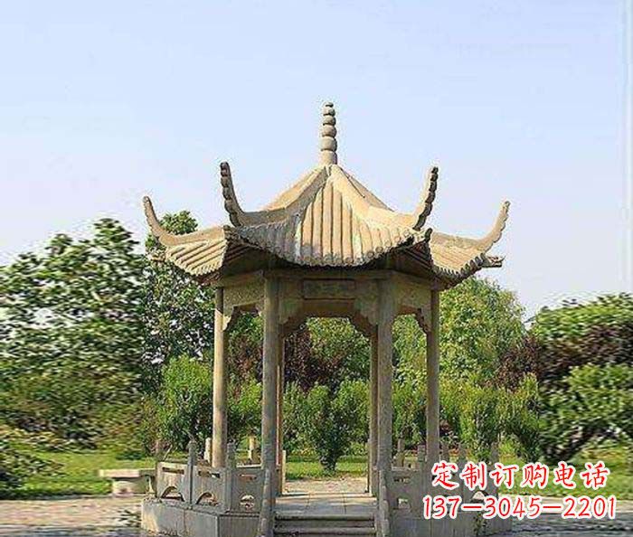 徐州六角石雕凉亭 (6)