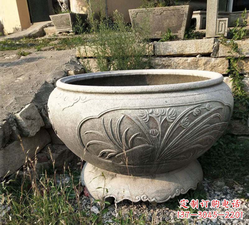 徐州中领雕塑梅兰竹菊浮雕石水缸