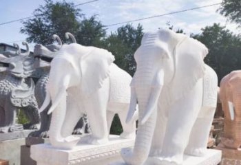 徐州汉白玉雕刻大象，缔造独特企业装饰