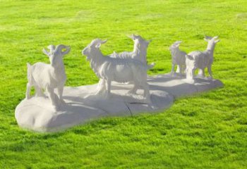 徐州中领雕塑：精致汉白玉公园动物山羊雕塑