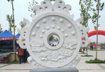 徐州精雕细琢汉白玉双龙石门墩雕塑