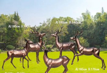 徐州红铜鹿精美雕塑，立体栩栩如生