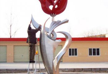 徐州户外大型不锈钢雕塑玫瑰花