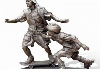 徐州激情滑板，艺术雕塑：城市滑冰男孩铜雕