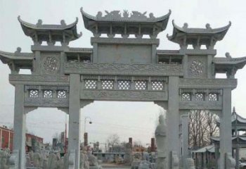 徐州三门牌坊石雕，精美汉风石雕装饰景区