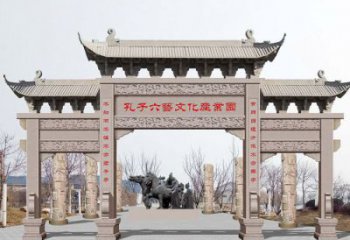 徐州景区三门石雕牌坊-高质美观可靠的雕塑装置