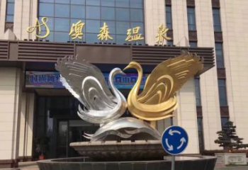 徐州炫彩镜面不锈钢天鹅抽象雕塑