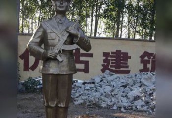 徐州精美纪念，战士铜雕——中领雕塑